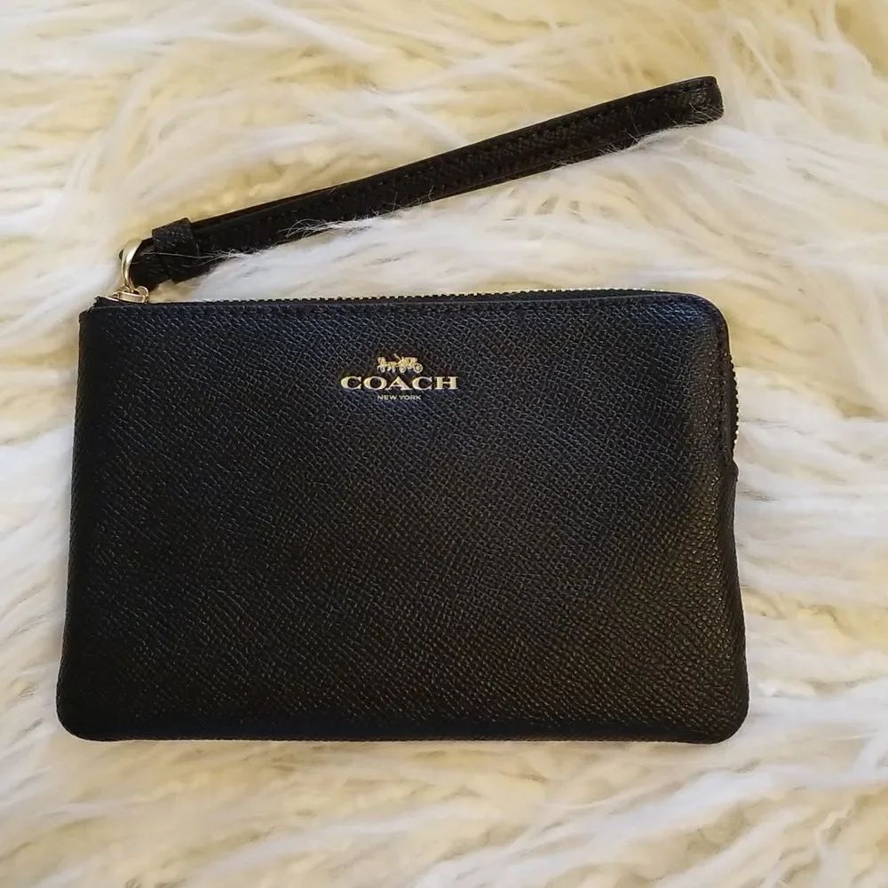 Coach black pebble leather pouch